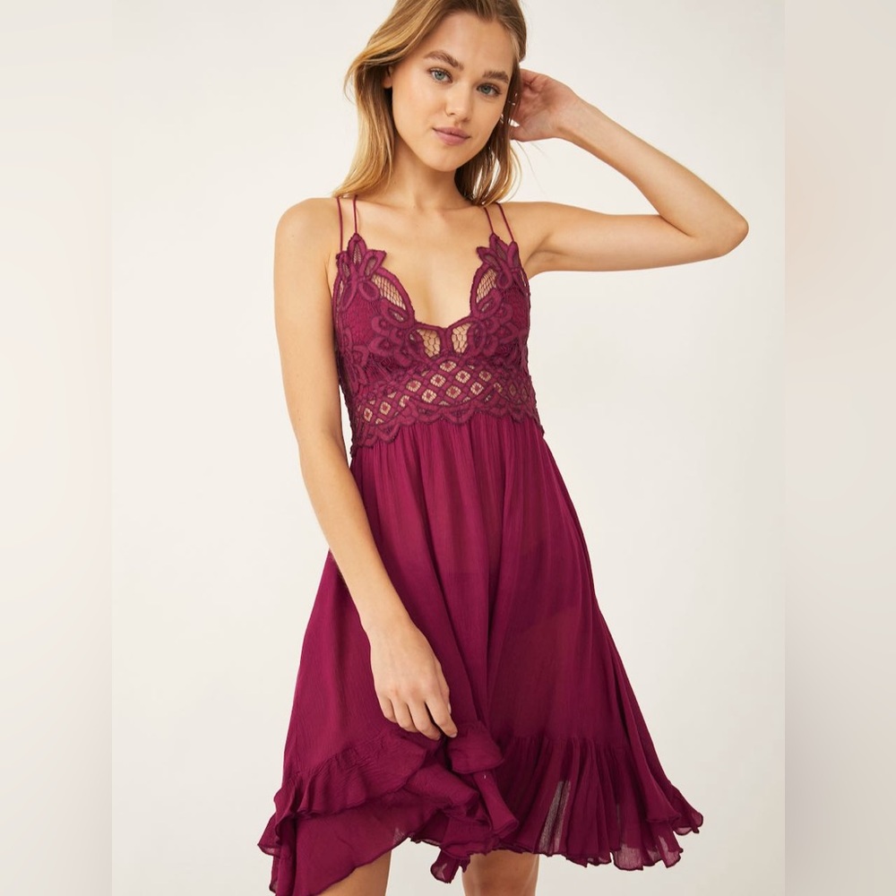 Free People Adela Slip Dress in Wine